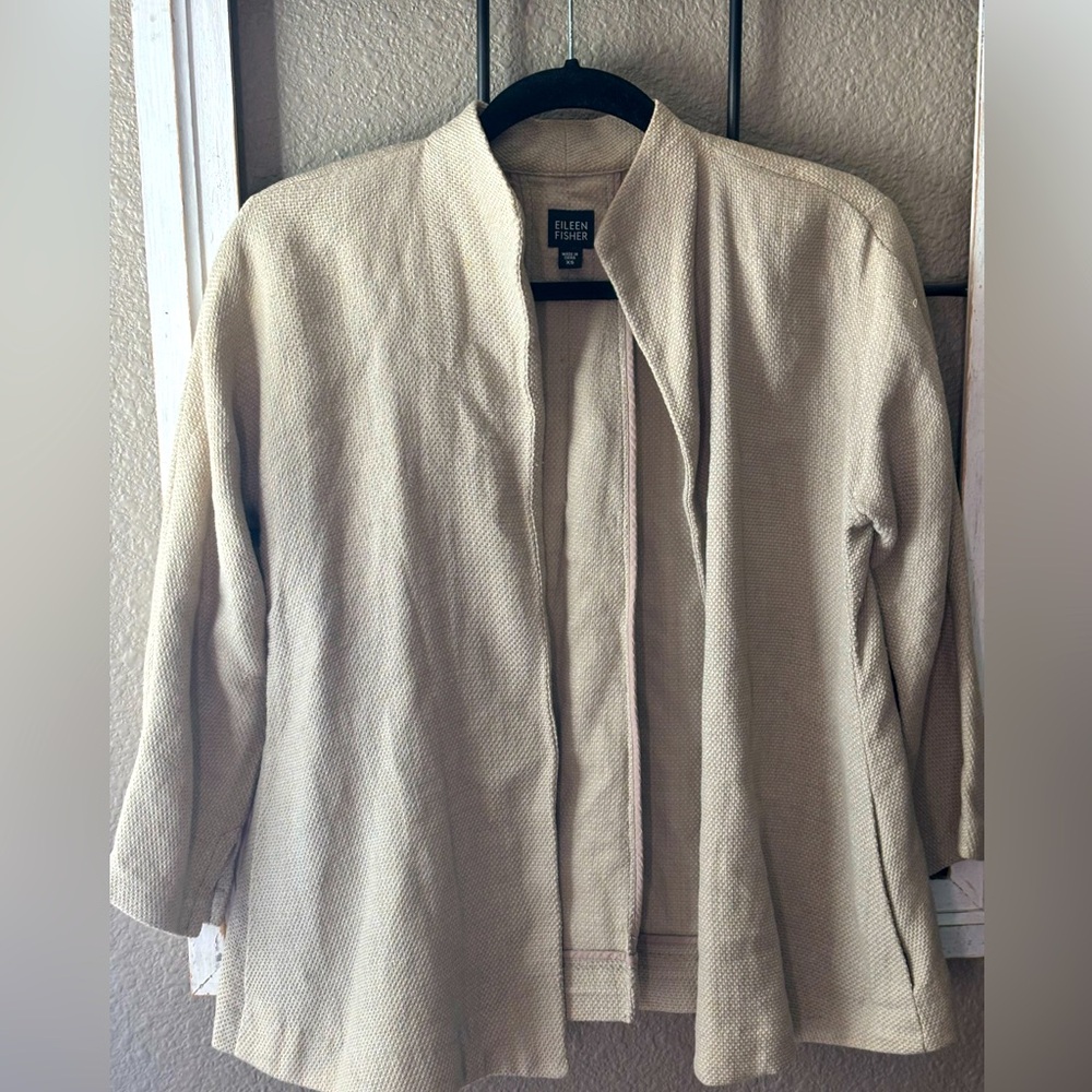 Eileen Fisher notch collar tan jacket